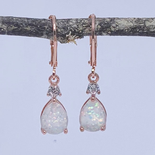 rose gold opal leverback earrings frenelle jewellery
