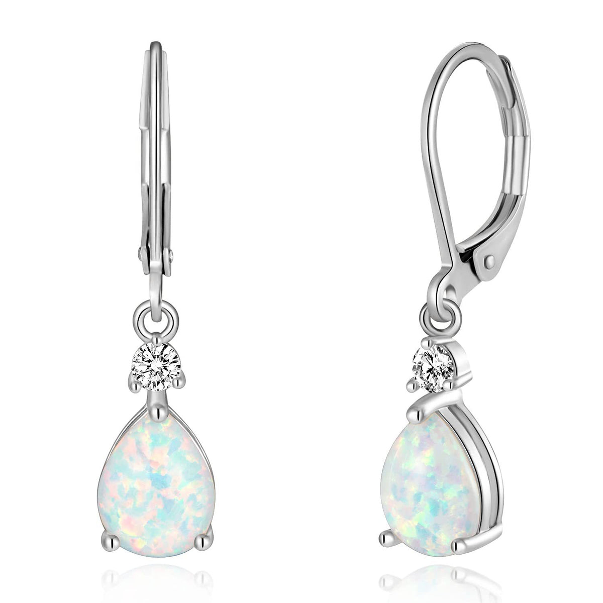 silver opal leverback earrings frenelle jewellery