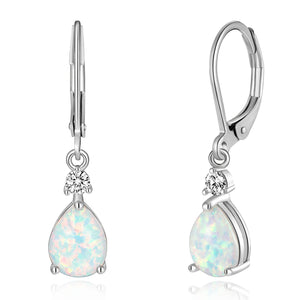 silver opal leverback earrings frenelle jewellery
