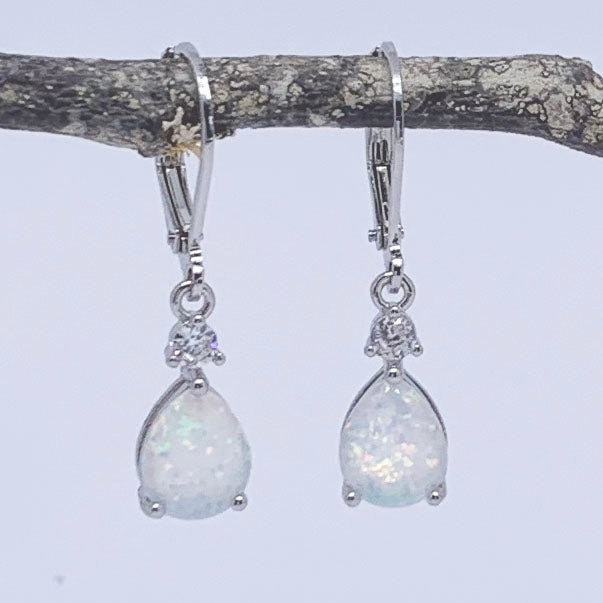 silver opal leverback earrings frenelle jewellery