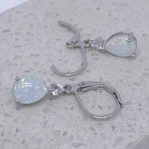 silver opal leverback earrings frenelle jewellery
