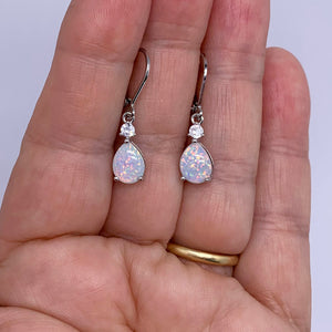 silver opal leverback earrings frenelle jewellery