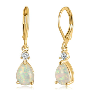 gold opal leverback earrings by frenelle jewellery