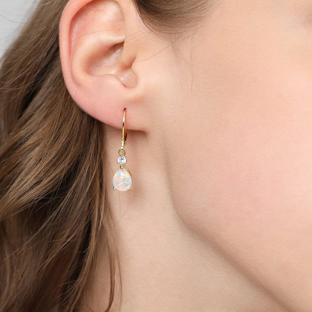 rose gold opal leverback earrings frenelle jewellery
