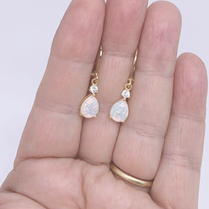 gold opal leverback earrings by frenelle jewellery