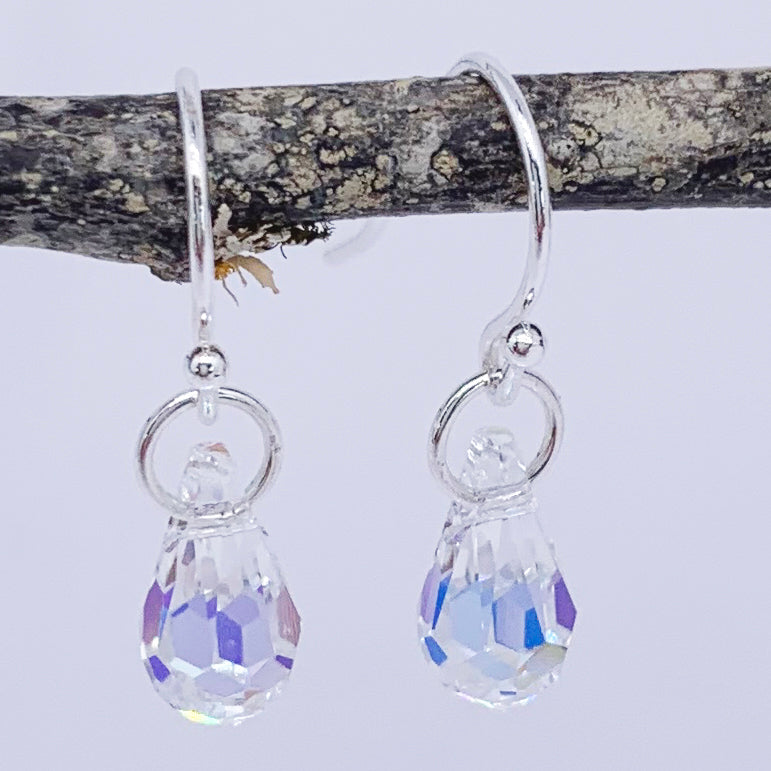 crystal silver earrings