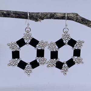 Silver Drop Earrings "Amarosa" (Black/Silver)