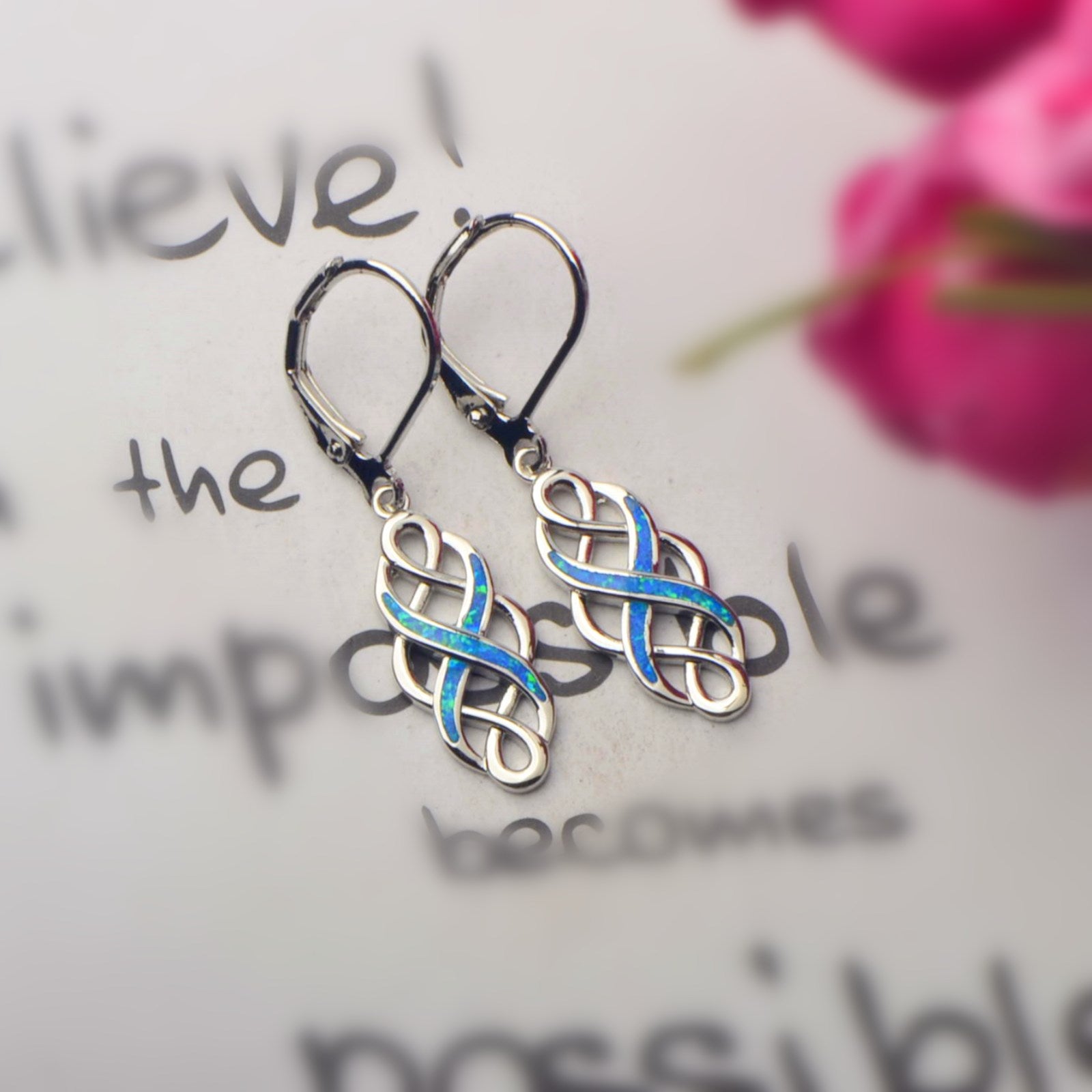 silver blue celtic earrings frenelle jewellery buy online auckland nz