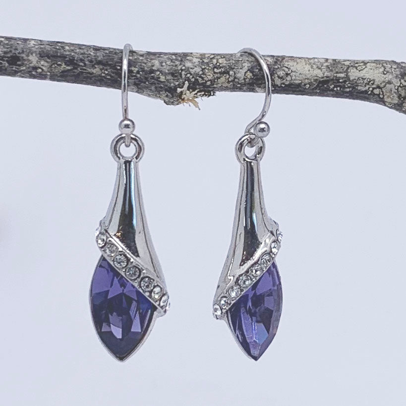silver swarovski crystal earrings frenelle jewellery