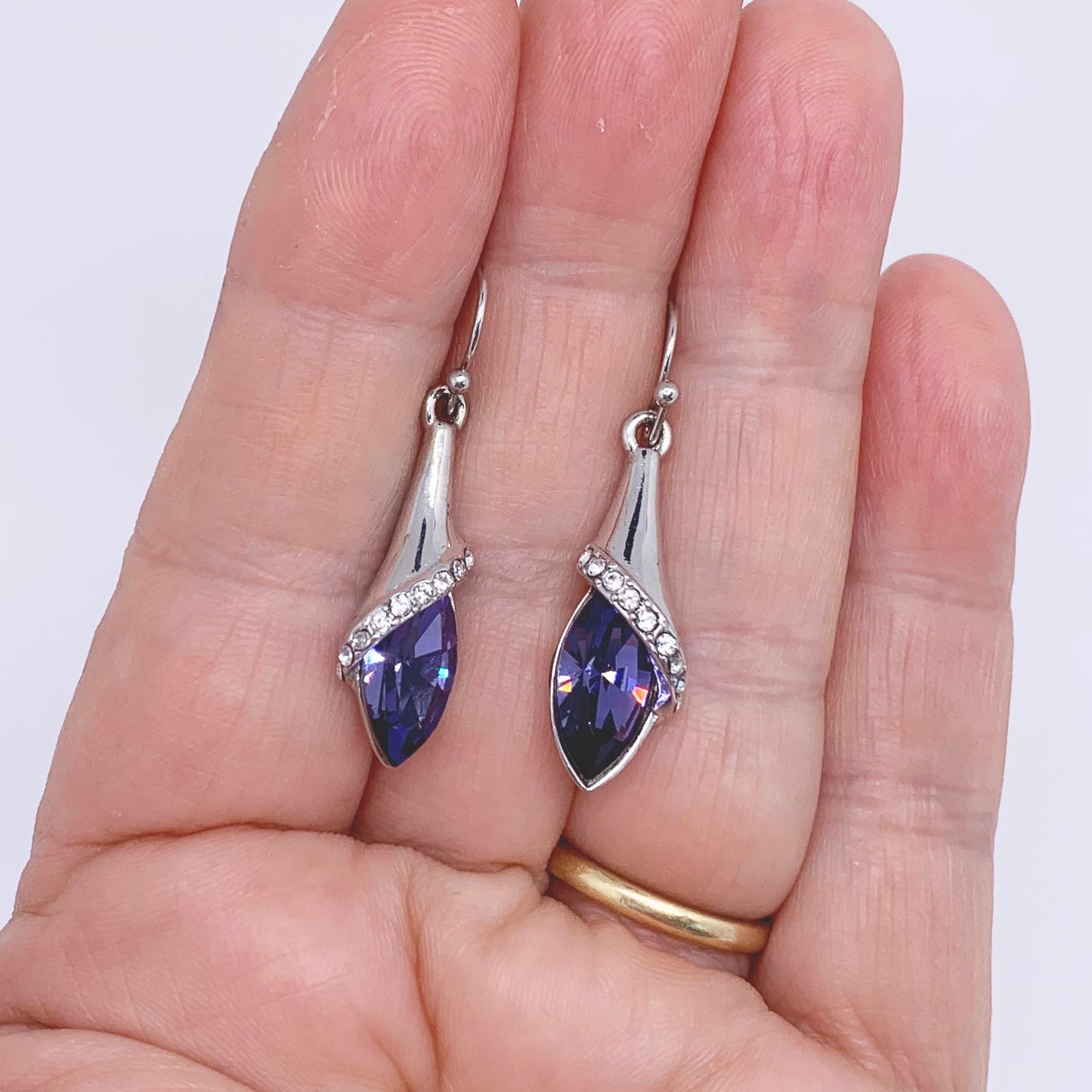 silver swarovski crystal earrings frenelle jewellery