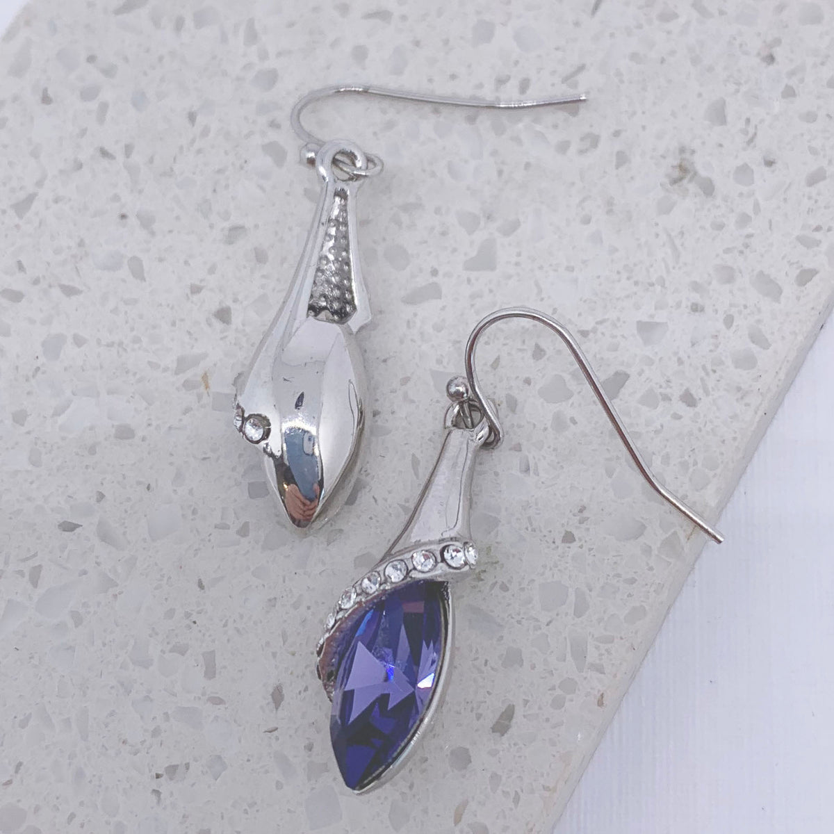 silver swarovski crystal earrings frenelle jewellery