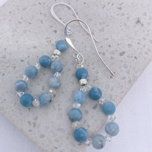 blue larimar silver crystal earrings by frenelle jewellery