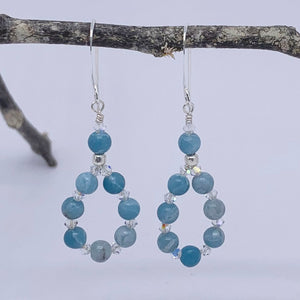 blue larimar silver crystal earrings by frenelle jewellery