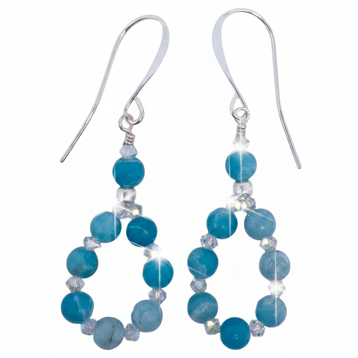 blue larimar silver crystal earrings by frenelle jewellery