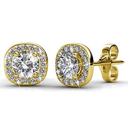 gold crystal stud earrings