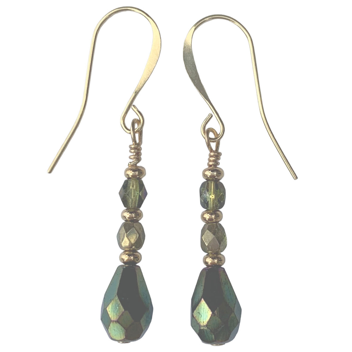green gold earrings frenelle jewellery