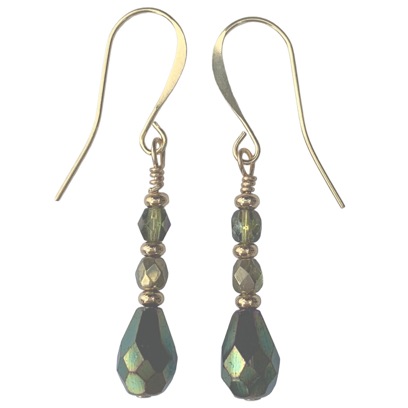 green gold earrings frenelle jewellery