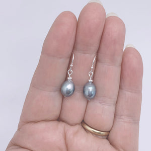 freshwater pearl earrings baroque blue grey peacock colours frenelle jewellery