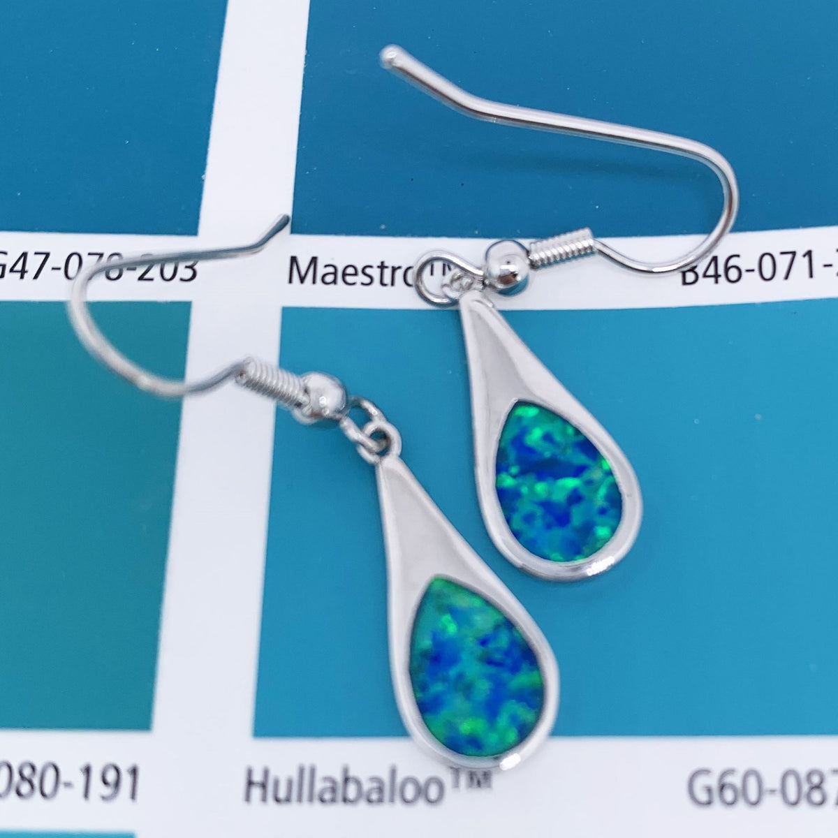 silver opal earrings from frenelle jewellery online auckland nz
