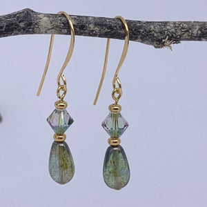 gold green drop earring jewellery by frenelle auckland nz