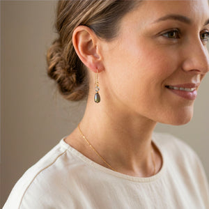 gold green drop earring jewellery by frenelle auckland nz