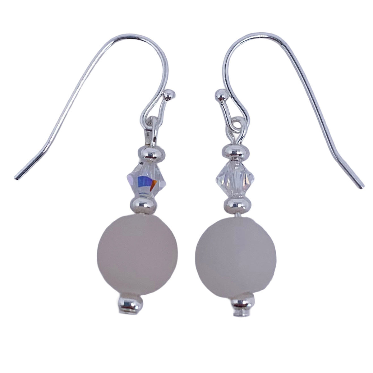 Silver Crystal Gemstone Earrings "Janine" (Adventurine)