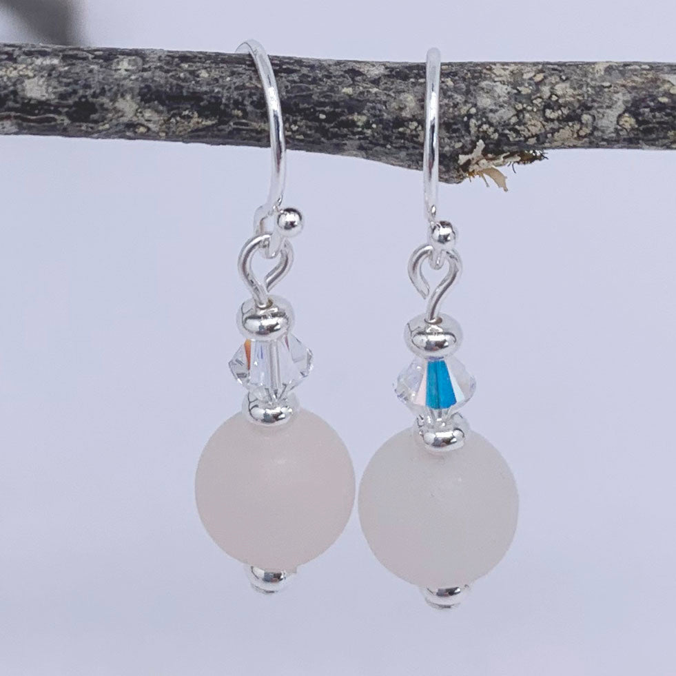 Silver Crystal Gemstone Earrings "Janine" (Adventurine)