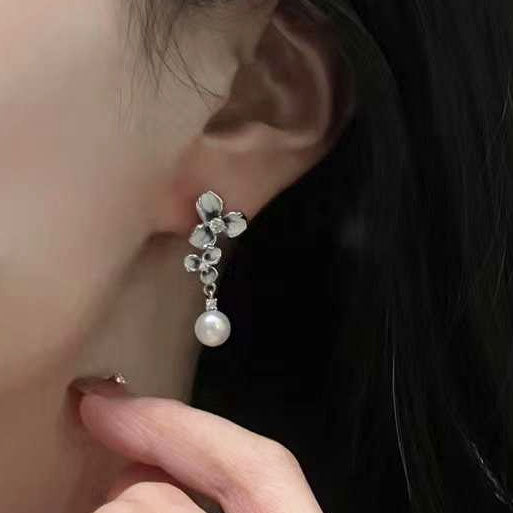 blue flower pearl earrings buy online from frenelle auckland nz