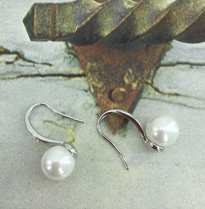 18K White Gold Crystal and Pearl Earrings "Julia"