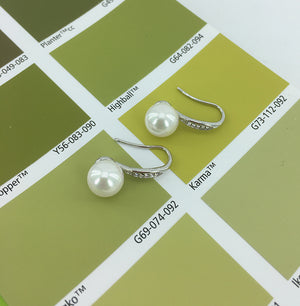 18K White Gold Crystal and Pearl Earrings "Julia"