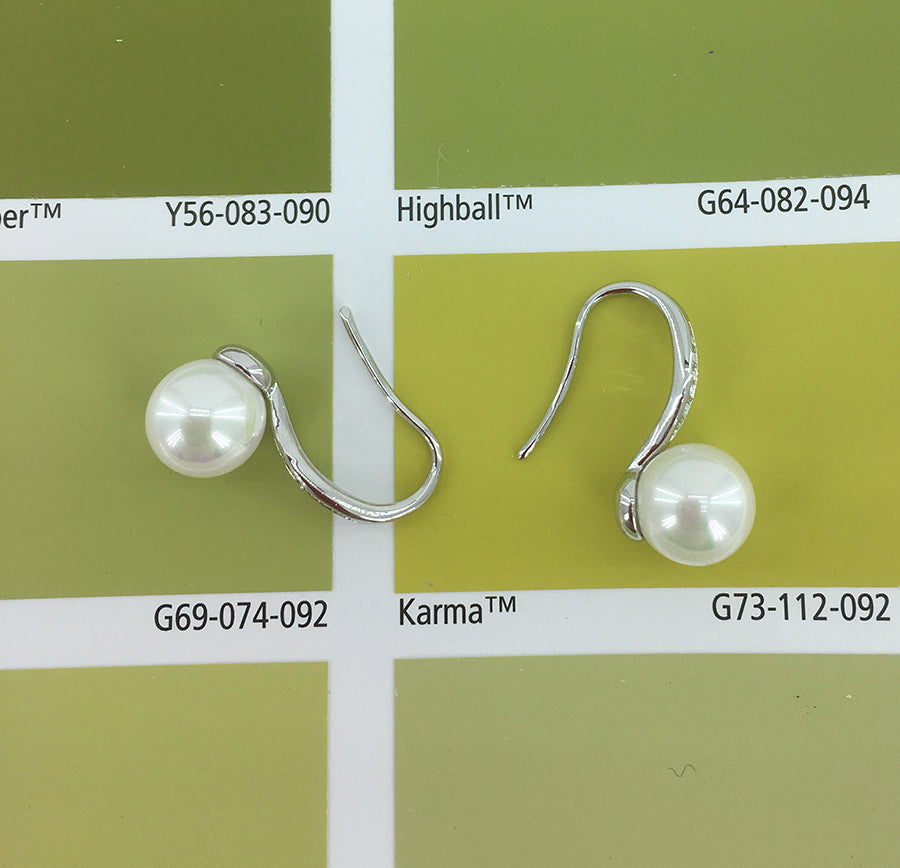 18K White Gold Crystal and Pearl Earrings "Julia"