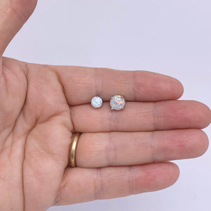 Silver Opal Stud Earrings "Jupana" (White - 9mm)