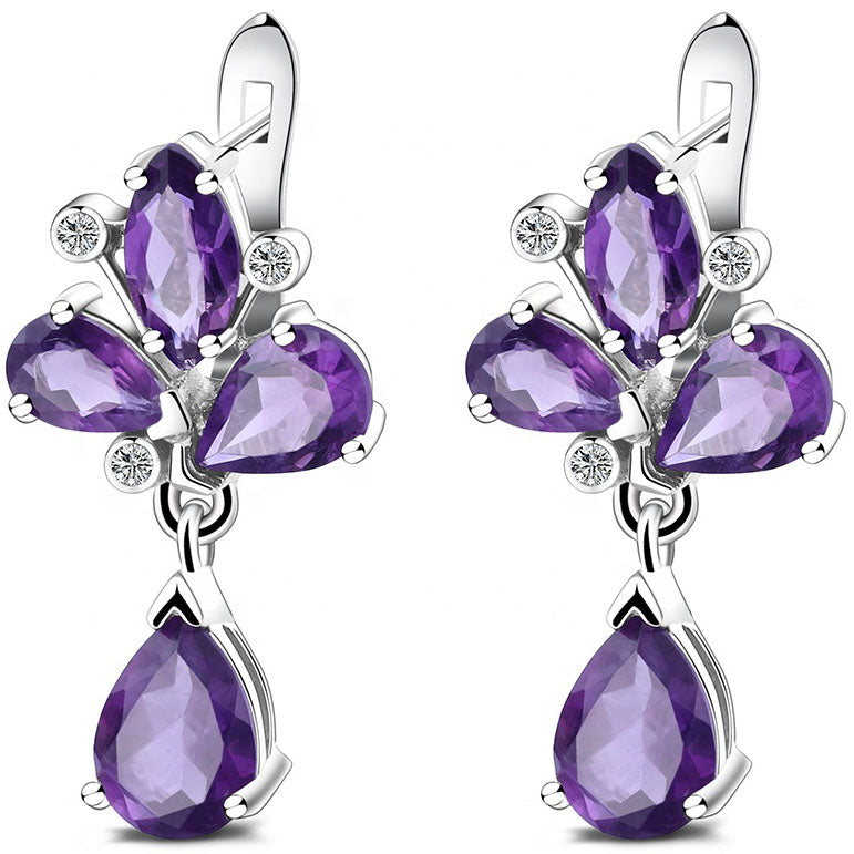 silver amethyst drop earrings frenelle jewellery auckland nz