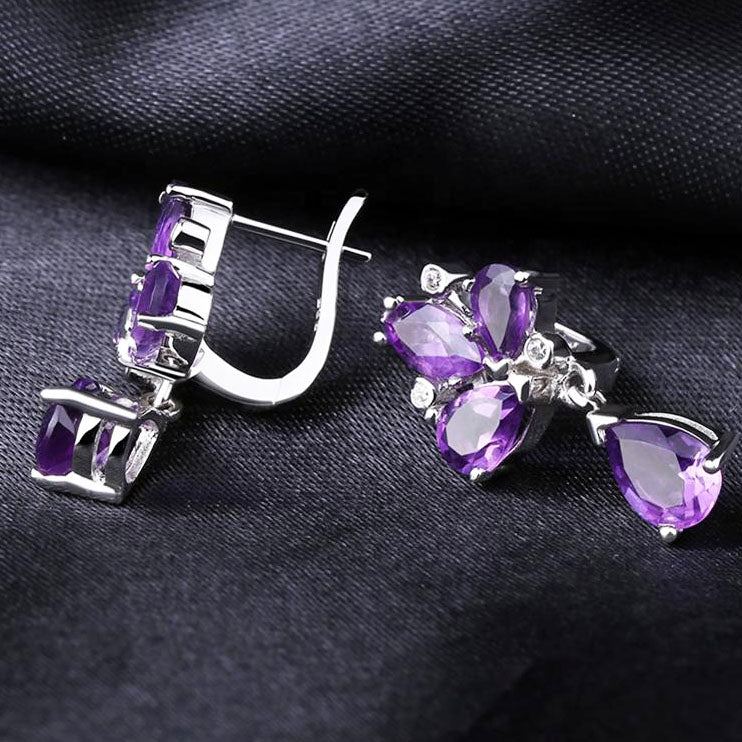 silver amethyst drop earrings frenelle jewellery auckland nz