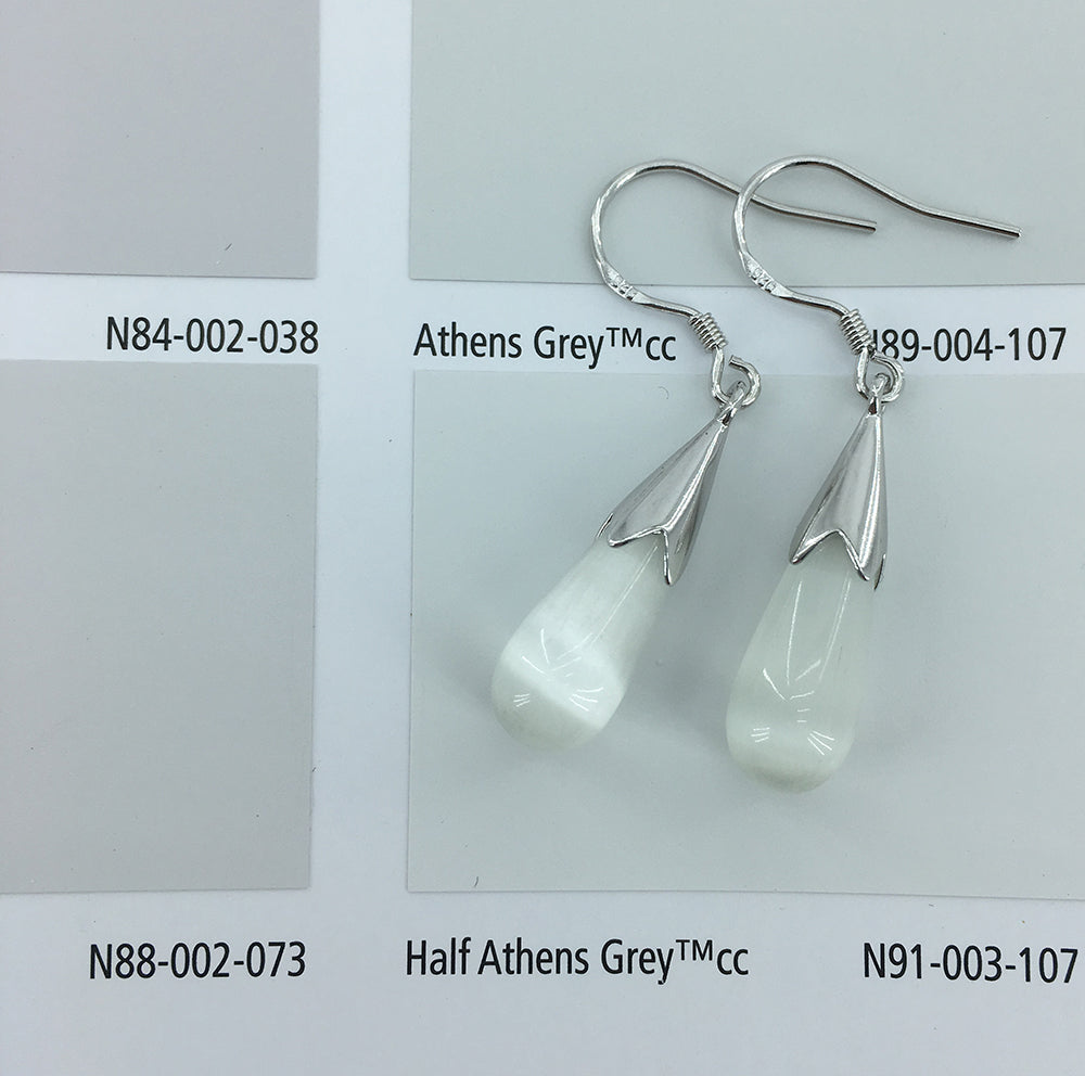 925 sterling silver teardrop earrings with cat eye stone "Khloe" (white)