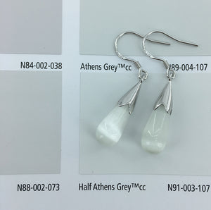 925 sterling silver teardrop earrings with cat eye stone "Khloe" (white)
