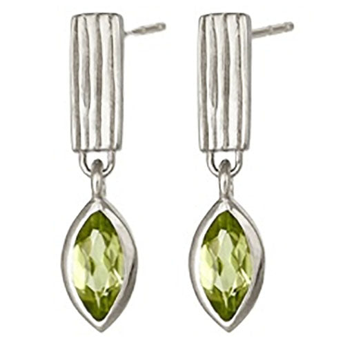 silver drop green crystal earrings frenelle jewellery