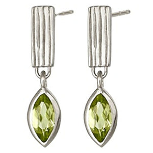 silver drop green crystal earrings frenelle jewellery