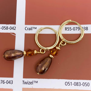 18K Gold Dangle Gold/Brown Earrings "Lenera"