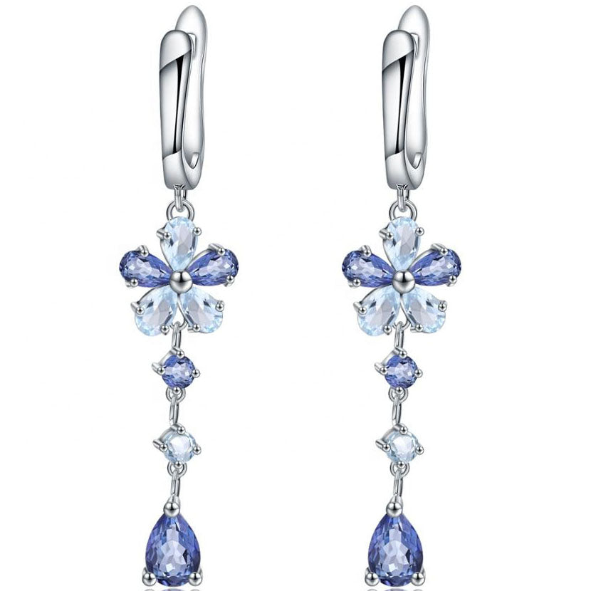 sky blue topaz drop earrings by frenelle jewellery auckland nz