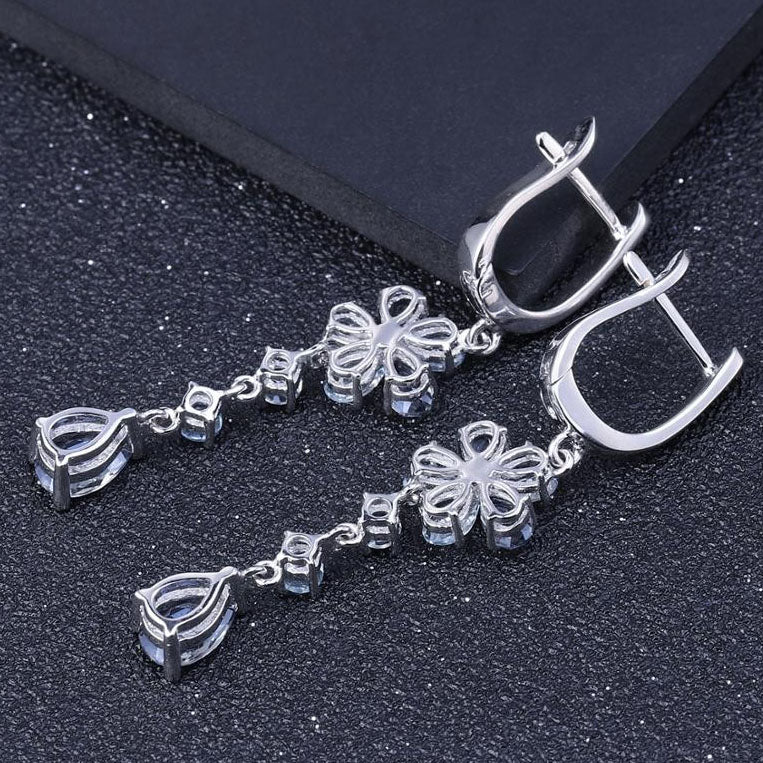 sky blue topaz drop earrings by frenelle jewellery auckland nz