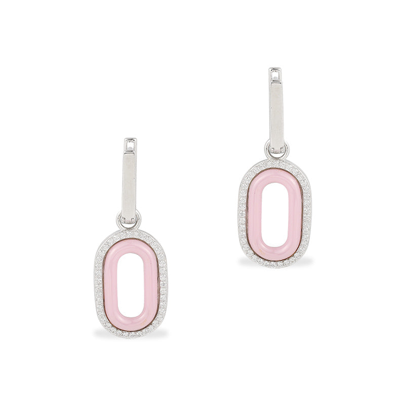 925 Sterling Silver Drop Earrings "Linnea" (Pink)