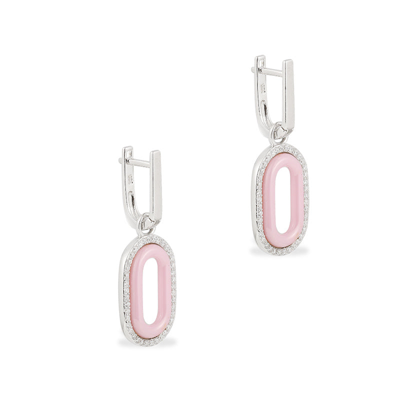 925 Sterling Silver Drop Earrings "Linnea" (Pink)
