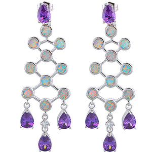 silver opal purple chandelier drop earrings frenelle jewellery