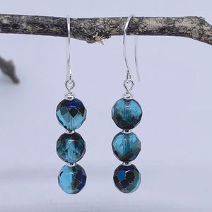 blue earrings silver drop frenelle jewellery