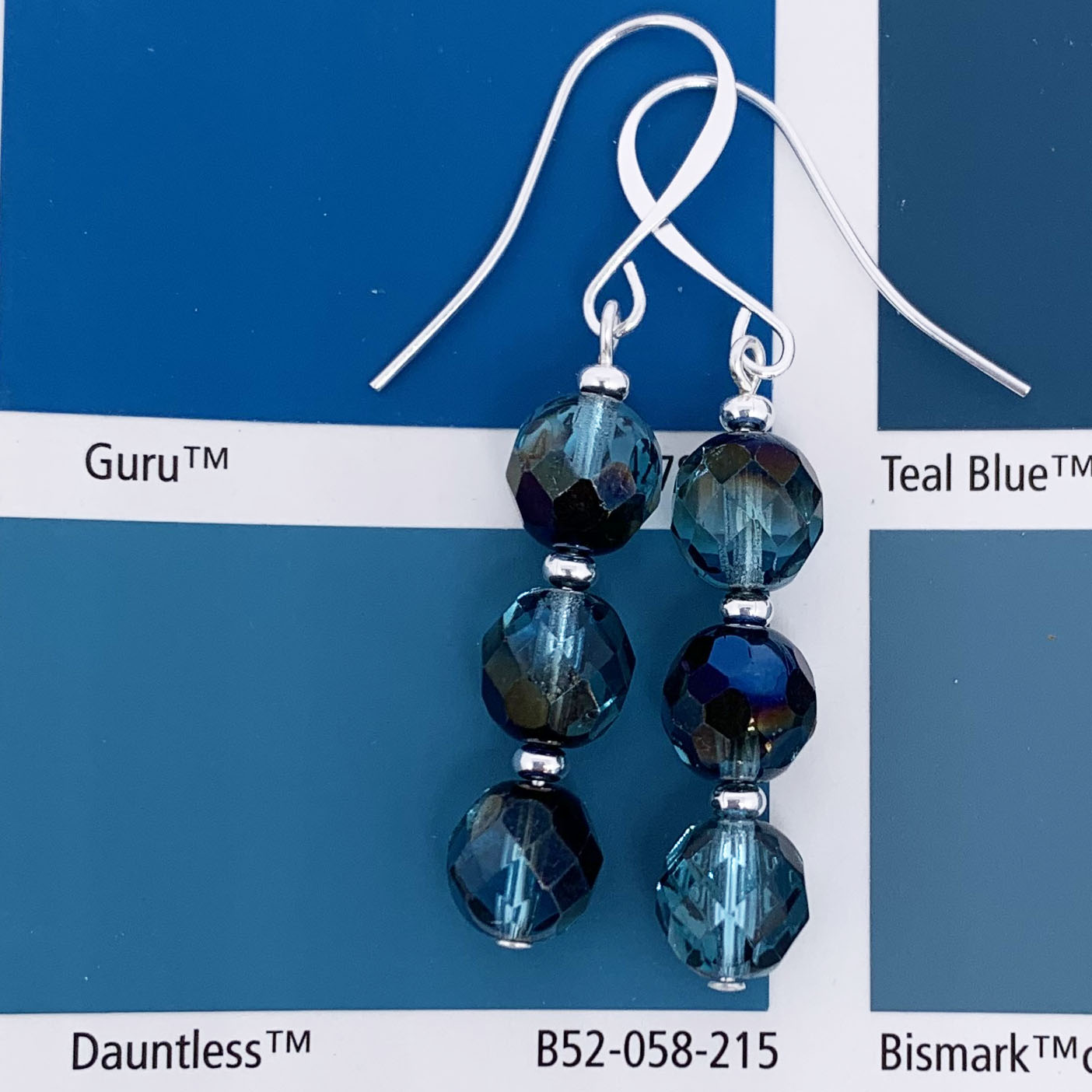 blue earrings silver drop frenelle jewellery