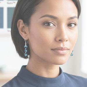 blue earrings silver drop frenelle jewellery