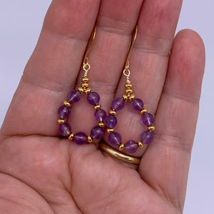 gold earrings amethyst gemstone frenelle jewellery