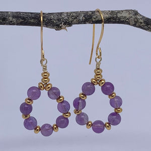 gold earrings amethyst gemstone frenelle jewellery