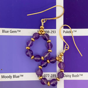 gold earrings amethyst gemstone frenelle jewellery